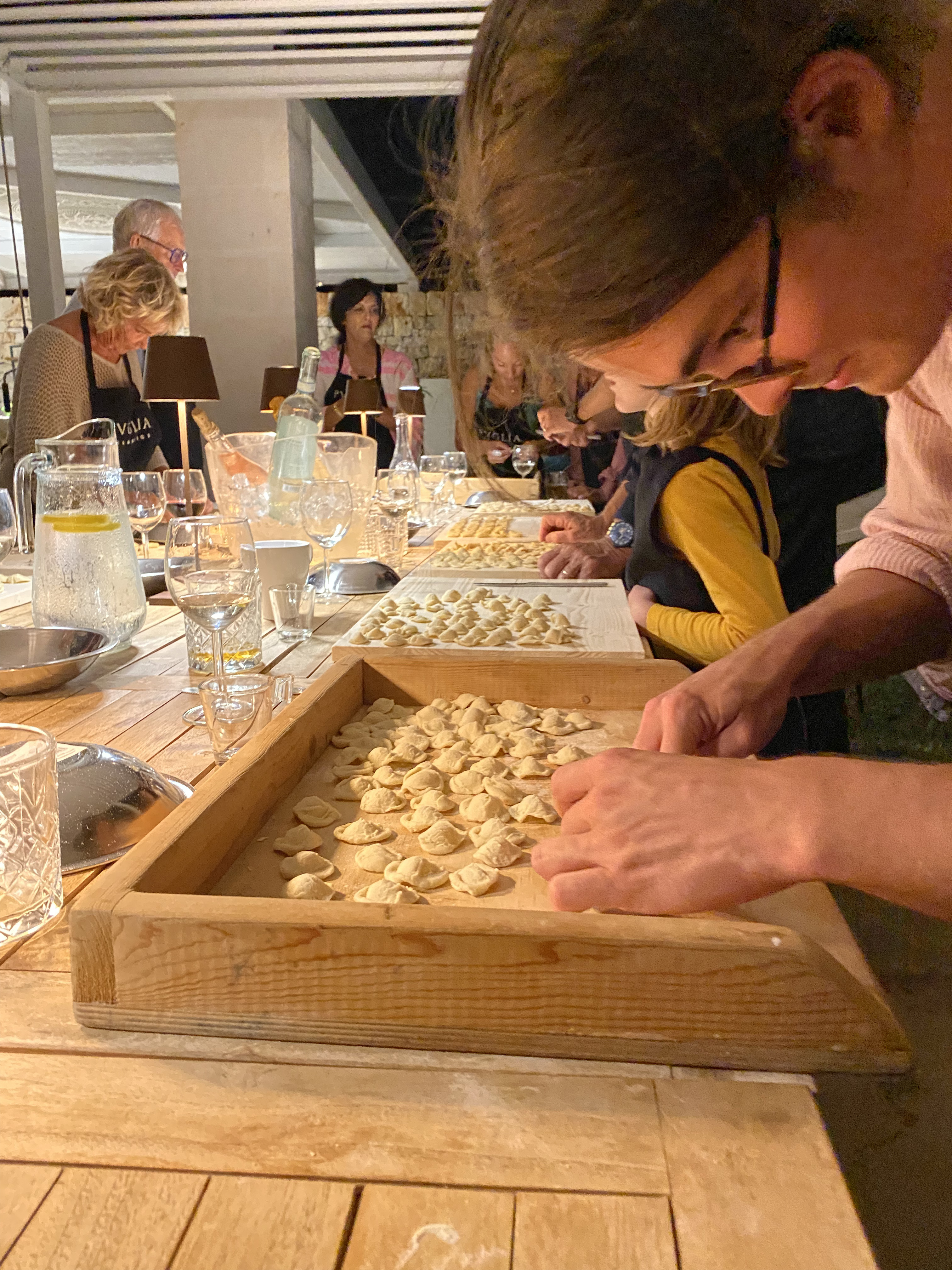 Hands in the flour — shaping orecchiette together